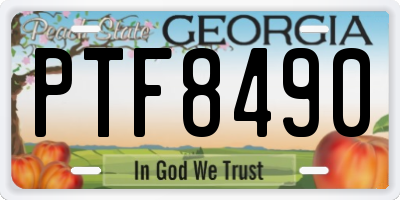 GA license plate PTF8490