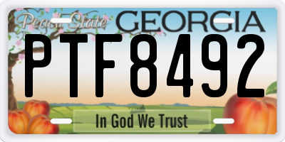 GA license plate PTF8492