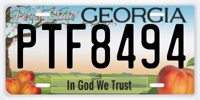GA license plate PTF8494