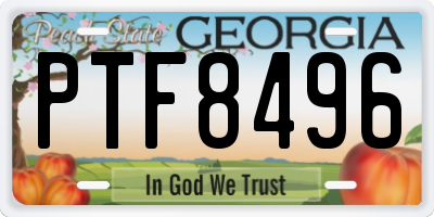 GA license plate PTF8496