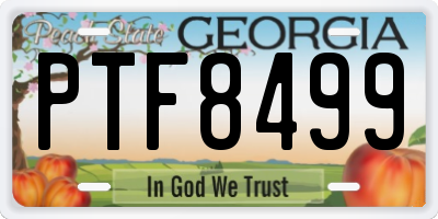 GA license plate PTF8499