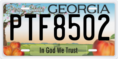 GA license plate PTF8502