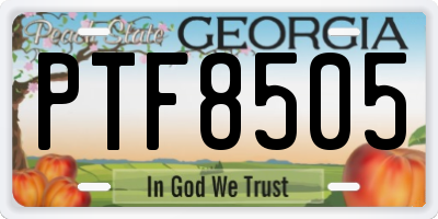 GA license plate PTF8505