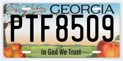 GA license plate PTF8509