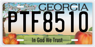 GA license plate PTF8510