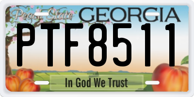 GA license plate PTF8511