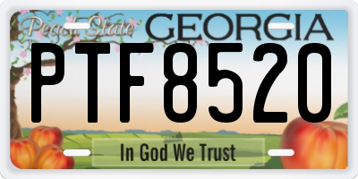 GA license plate PTF8520
