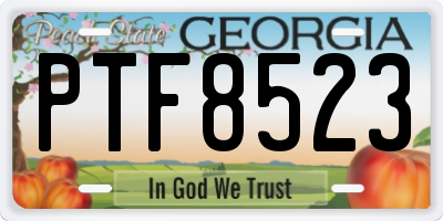 GA license plate PTF8523