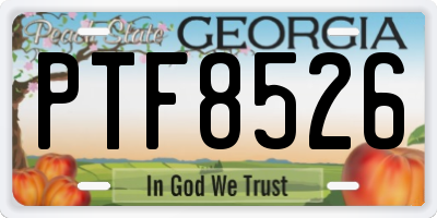 GA license plate PTF8526
