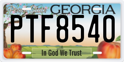 GA license plate PTF8540