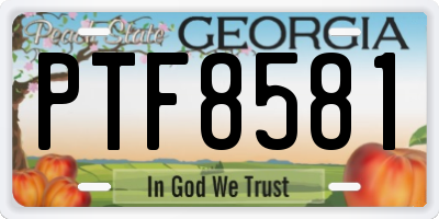 GA license plate PTF8581