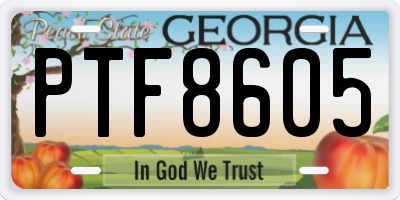 GA license plate PTF8605
