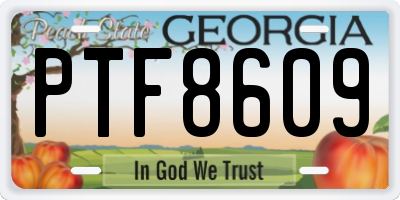 GA license plate PTF8609