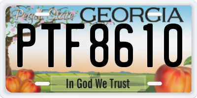 GA license plate PTF8610