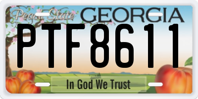 GA license plate PTF8611