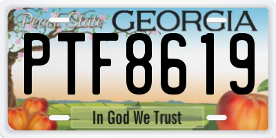 GA license plate PTF8619