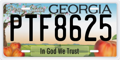 GA license plate PTF8625