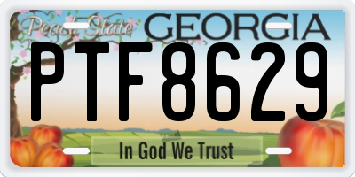 GA license plate PTF8629