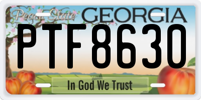 GA license plate PTF8630