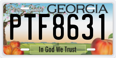 GA license plate PTF8631