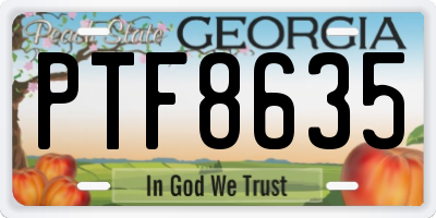 GA license plate PTF8635