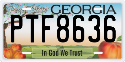 GA license plate PTF8636