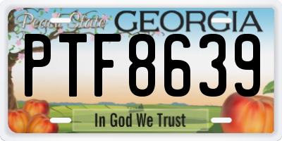 GA license plate PTF8639