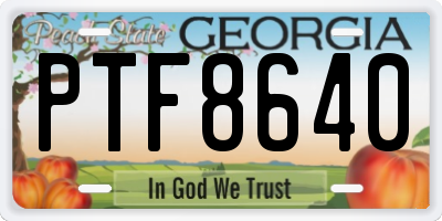 GA license plate PTF8640