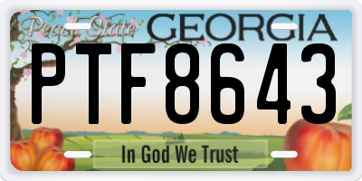 GA license plate PTF8643