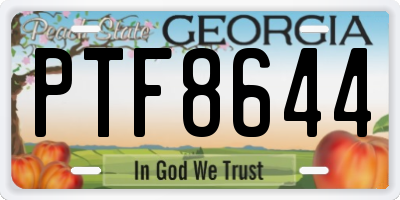 GA license plate PTF8644