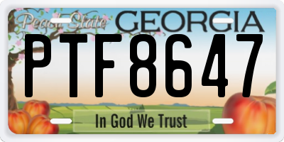 GA license plate PTF8647