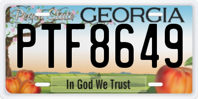 GA license plate PTF8649