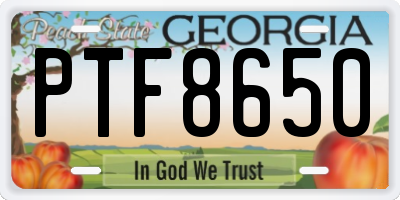 GA license plate PTF8650