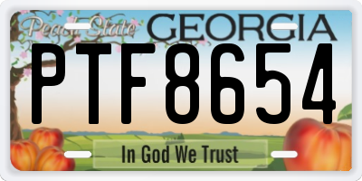 GA license plate PTF8654