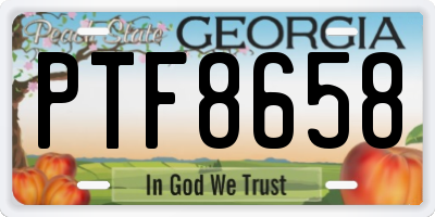 GA license plate PTF8658