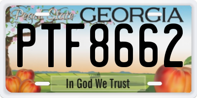 GA license plate PTF8662