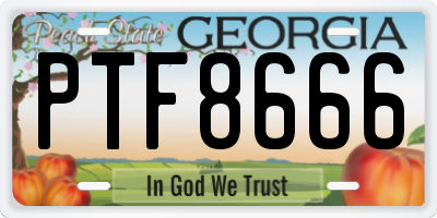 GA license plate PTF8666