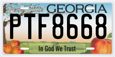 GA license plate PTF8668