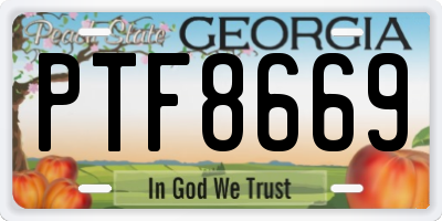 GA license plate PTF8669