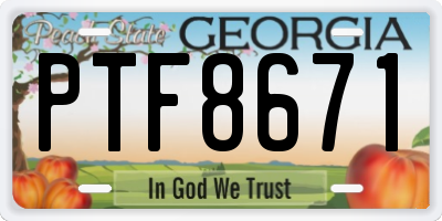 GA license plate PTF8671