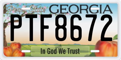 GA license plate PTF8672