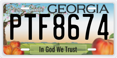 GA license plate PTF8674