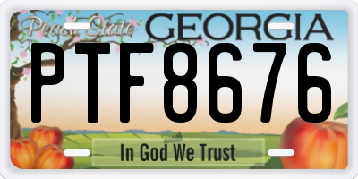 GA license plate PTF8676