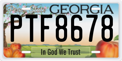 GA license plate PTF8678