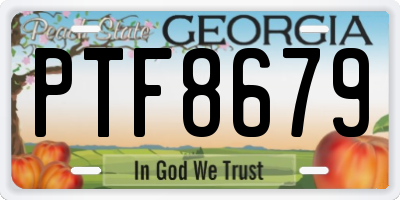 GA license plate PTF8679