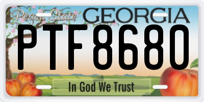 GA license plate PTF8680