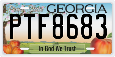 GA license plate PTF8683