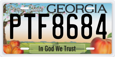 GA license plate PTF8684