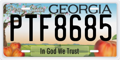 GA license plate PTF8685
