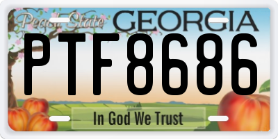 GA license plate PTF8686